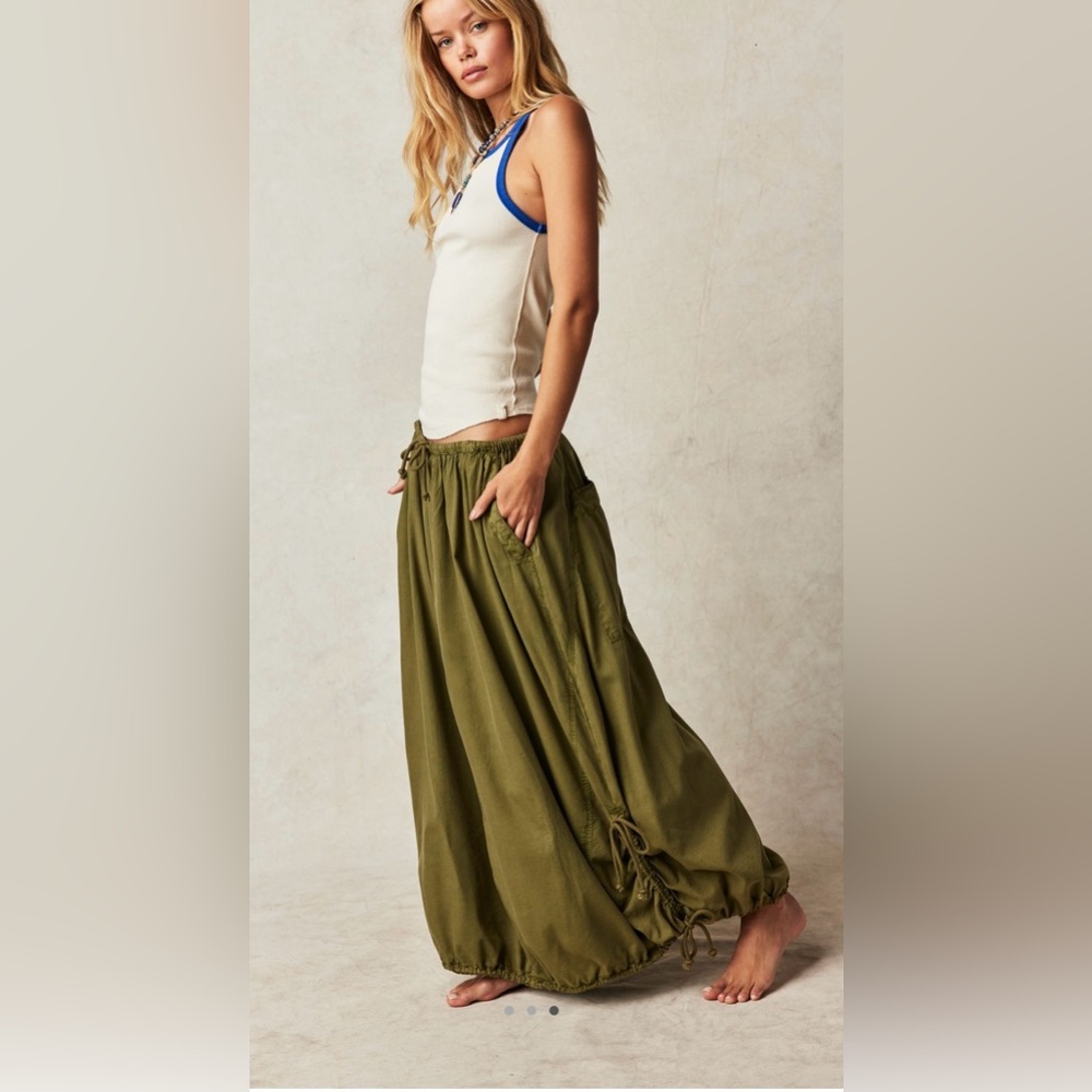 NWT Free People M Picture Perfect Parachute Skirt in Avacado Tree Green $78 - Picture 3 of 5
